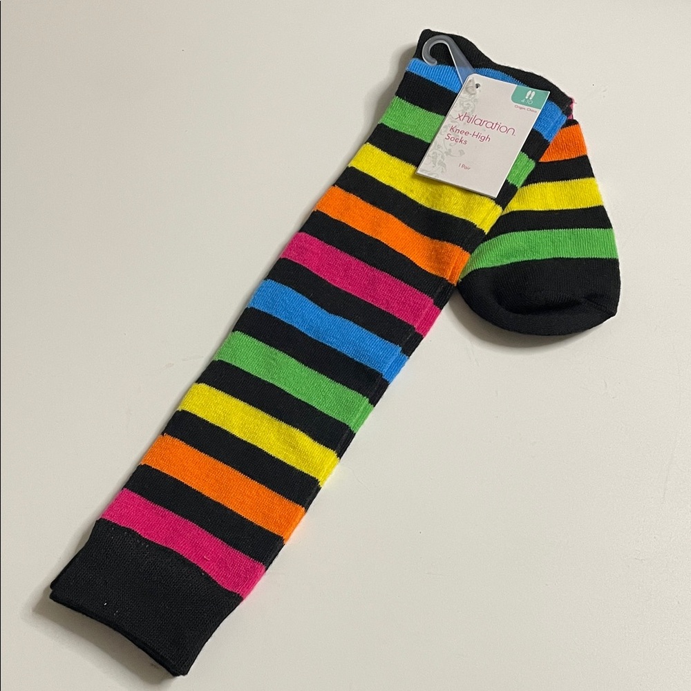 Rainbow Stripe Knee High Socks 4-10